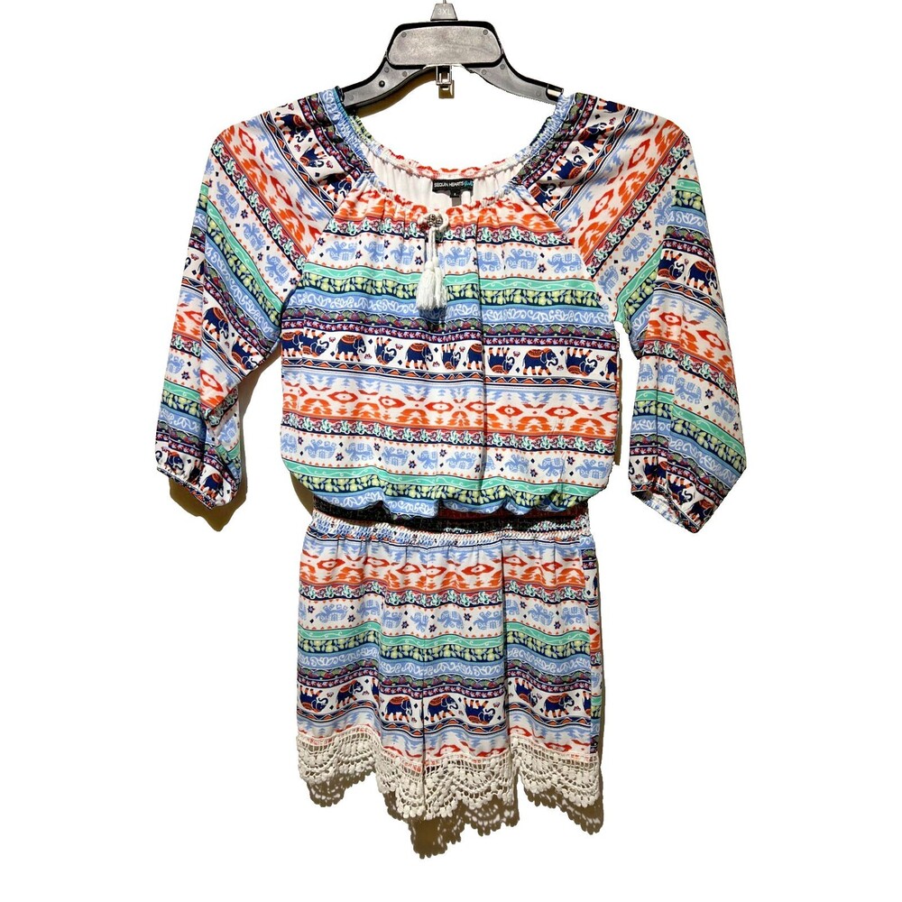 SEQUIN HEARTS LADIES Boho inspired aztec graphic print Romper Size LARGE - Picture 3 of 5